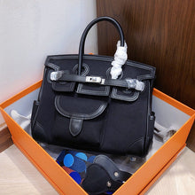 Load image into Gallery viewer, Inspired Berkin Bag Toile Canvas Swift Leather Handbags | Automatic 20% OFF at Checkout