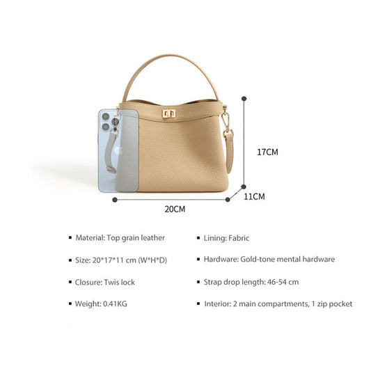 Togo Leather Top Handle Bag Small Bucket Bag