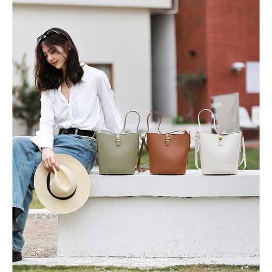 HANDSEWGIFT Leather Simple Bucket Crossbody Bag DIY Kit