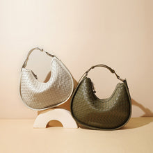Load image into Gallery viewer, White & Green Leather Hobo Bag | Woven Leather Bags for Women - POPSEWING®