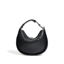 Load image into Gallery viewer, Black Leather Woven Leather Handbag Crossbody Bag for Women
