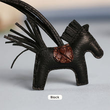 Load image into Gallery viewer, Black Leather Rodeo Horse Bag Charm Keychain | Luxury Bag Accessories for Affordable Price - POPSEWING™