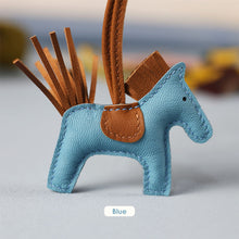 Load image into Gallery viewer, Blue Leather Rodeo Horse Bag Charm Keychain | Luxury Bag Accessories for Affordable Price - POPSEWING™