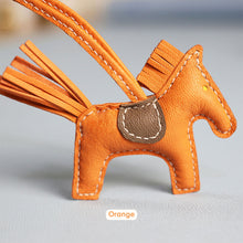 Load image into Gallery viewer, Orange Leather Rodeo Horse Bag Charm Keychain PM | Luxury Bag Accessories for Affordable Price - POPSEWING™