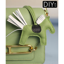 Load image into Gallery viewer, DIY Keychain Kit | Green Leather Horse Bag Charm Keychain - POPSEWING™