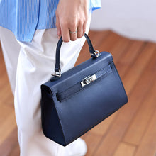 Load image into Gallery viewer, Handmade Inspired Kelly Bag in Navy Blue | Easy Make Your Own Bag DIY Kits - POPSEWING™
