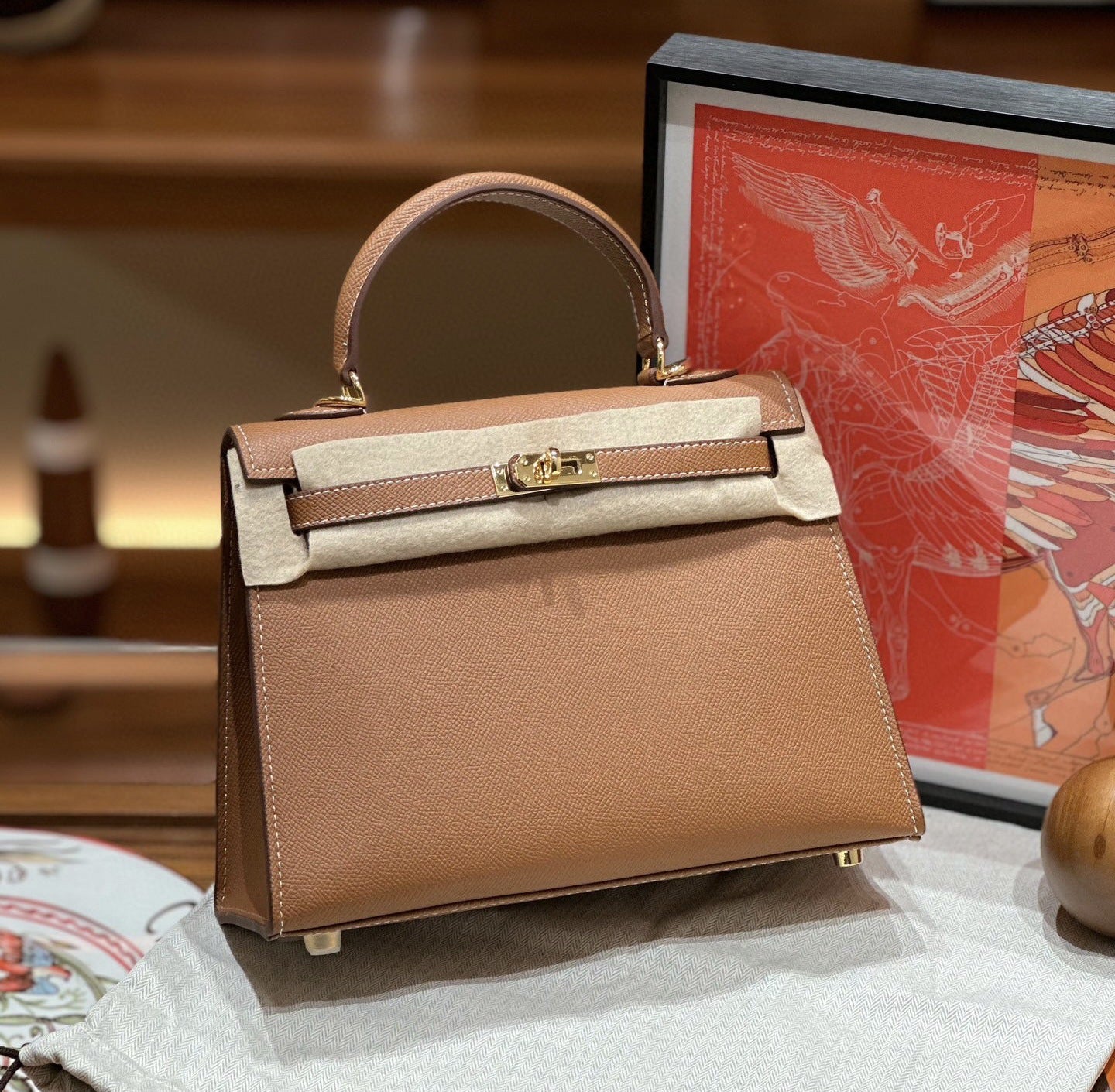 Top Grain Leather Epsom Inspired Kelli Handbag
