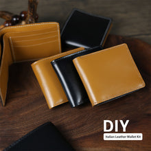 Load image into Gallery viewer, Genuine Italian Leather Wallet Handmade Kit in Black & Brown | Leather Bifold Slim Wallet for Men - POPSEWING™