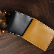 Load image into Gallery viewer, Full Grain Leather Slim Wallet in Black & Brown | Handmade Gift Wallet for Men - POPSEWING™
