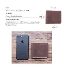 画像をギャラリービューアに読み込む, Slim Crazy Horse Leather Wallet Size | Vintage Wallet with Distressed Look - POPSEWING™
