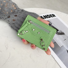 画像をギャラリービューアに読み込む, Soft Leather Short Trifold Wallet Woman Genuine Leather Wallet Zipper Coin Purse