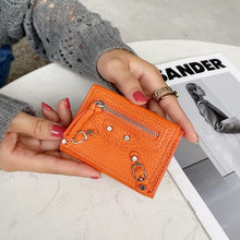 画像をギャラリービューアに読み込む, Soft Leather Short Trifold Wallet Woman Genuine Leather Wallet Zipper Coin Purse