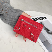 画像をギャラリービューアに読み込む, Soft Leather Short Trifold Wallet Woman Genuine Leather Wallet Zipper Coin Purse