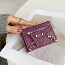 画像をギャラリービューアに読み込む, Soft Leather Short Trifold Wallet Woman Genuine Leather Wallet Zipper Coin Purse