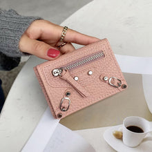 画像をギャラリービューアに読み込む, Soft Leather Short Trifold Wallet Woman Genuine Leather Wallet Zipper Coin Purse
