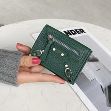 画像をギャラリービューアに読み込む, Soft Leather Short Trifold Wallet Woman Genuine Leather Wallet Zipper Coin Purse