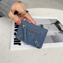 画像をギャラリービューアに読み込む, Soft Leather Short Trifold Wallet Woman Genuine Leather Wallet Zipper Coin Purse
