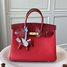 Load image into Gallery viewer, Red Leather Bag Crocodile Leather Flap Designer Bag for Women