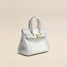Load image into Gallery viewer, White Leather Handbag | Crocodile Print Leather Bag for Women - POPSEWING™