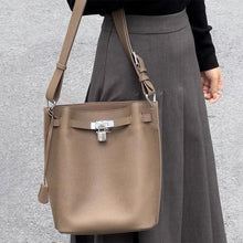 Load image into Gallery viewer, Women Leather Bucket Bag in Taupe - POPSEWING®