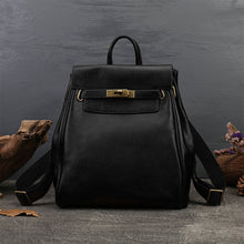 Load image into Gallery viewer, Vintage Leather Backpacks in Black | Pebbled Genuine Leather Backpack for Women - POPSEWING®