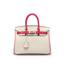 Load image into Gallery viewer, Top Grain Leather Inspired Berkin Bag Macaron Bi Color Handbag Woman | Automatic 20% OFF at Checkout