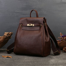 Load image into Gallery viewer, Vintage Leather Backpacks in Saddle Brown | Pebbled Genuine Leather Backpack for Women - POPSEWING®