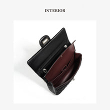 Load image into Gallery viewer, Double Flap Bag in Black Leather | Classic Flap Interior Structure