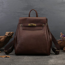 Load image into Gallery viewer, Vintage Leather Backpacks in Saddle Brown | Pebbled Genuine Leather Backpack for Women - POPSEWING®
