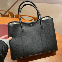 Load image into Gallery viewer, Black Leather Handbag with Silver Hardware - POPSEWING™