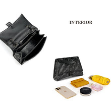 Load image into Gallery viewer, Black Leather Hour glass Crossbody Bag Interior | Trendy Bags for Women - POPSEWING™