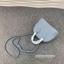 Load image into Gallery viewer, Grey Blue Leather Bag | Real Leather Bowling Mini Bag