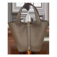 Load image into Gallery viewer, Taupe Leather Tote Bag | Replica Picotin Lock Bag Taupe - POPSEWING™