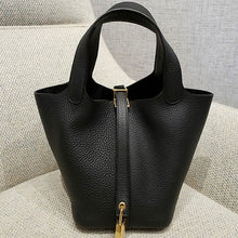 Load image into Gallery viewer, Taupe Leather Tote Handbag | Replica Picotin Lock Bag Black - POPSEWING™