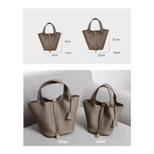 Load image into Gallery viewer, Taupe Leather Tote Bag | Replica Picotin Lock Bag Size - POPSEWING™