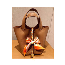 Load image into Gallery viewer, Gold Brown Leather Tote Handbag | Replica Inspired Picotin Lock Bag - POPSEWING™