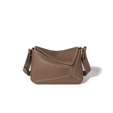 Load image into Gallery viewer, Leather Crossbody Puzzle Bag | Coffee Brown Leather Crossbody Bag - POPSEWING™
