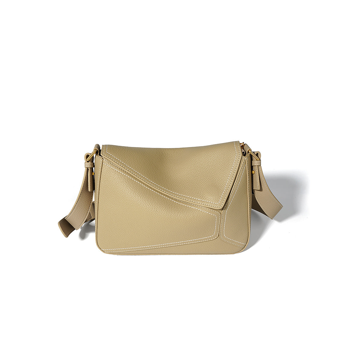 Leather Crossbody Puzzle Bag | Apricot Leather Crossbody Bag - POPSEWING™