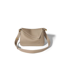 Load image into Gallery viewer, Leather Crossbody Bag with Puzzle Pattern | Natural Taupe Leather Crossbody Bag - POPSEWING™