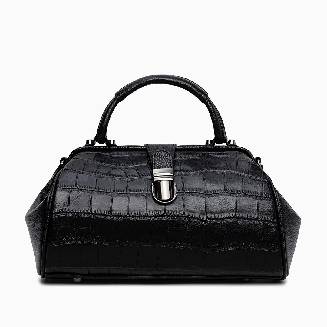 Crocodile-embossed Genuine Leather Doctor Bag Women Tote Bag