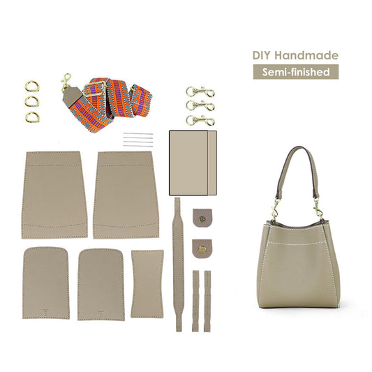 HANDSEWGIFT Women Bucket Bag Top Grain Leather DIY Kit