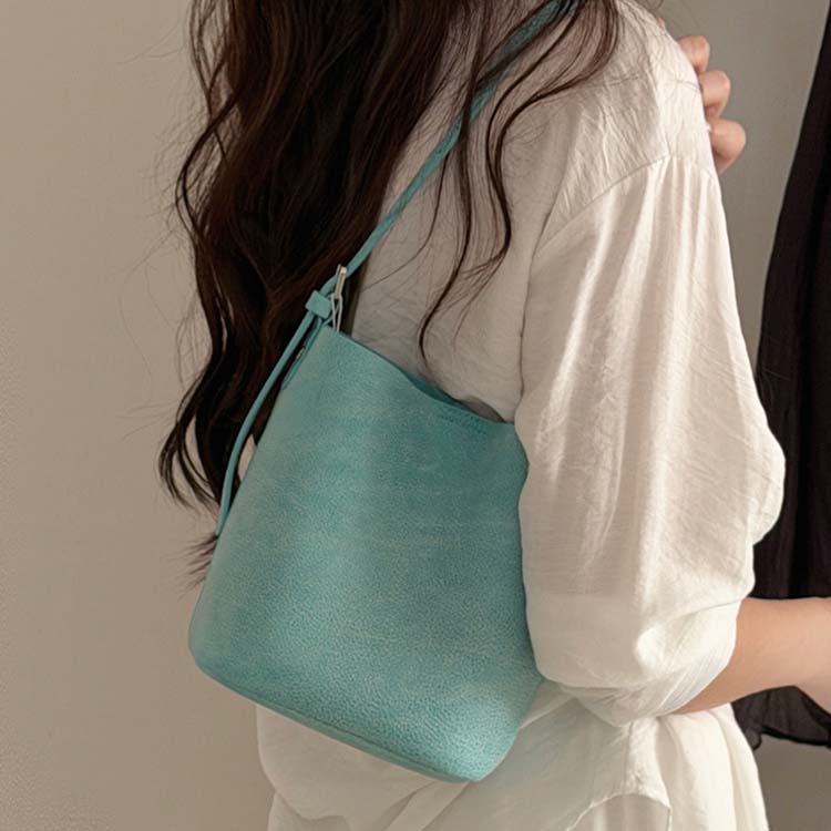 Genuine Leather Mini Bucket Bag | Soft Leather Crossbody & Shoulder Bag for Women