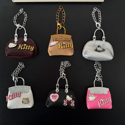 Inspired Baby Berkin Mini Bag Charm with Kitty Cat