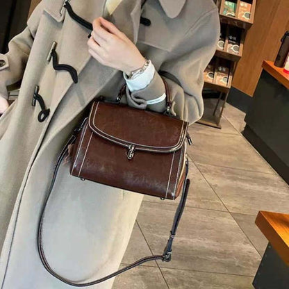 Genuine Leather Handbag - Top Grain Cowhide Square Bag