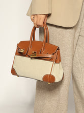 Load image into Gallery viewer, Inspired Birkin Bag Canvas &amp; Vegan Leather Handbags for Woman Sling Bag
