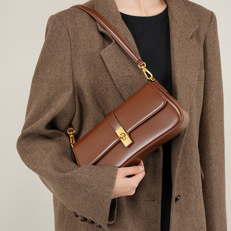 Structured Minimalist Baguette Bag | Come With 2 Straps