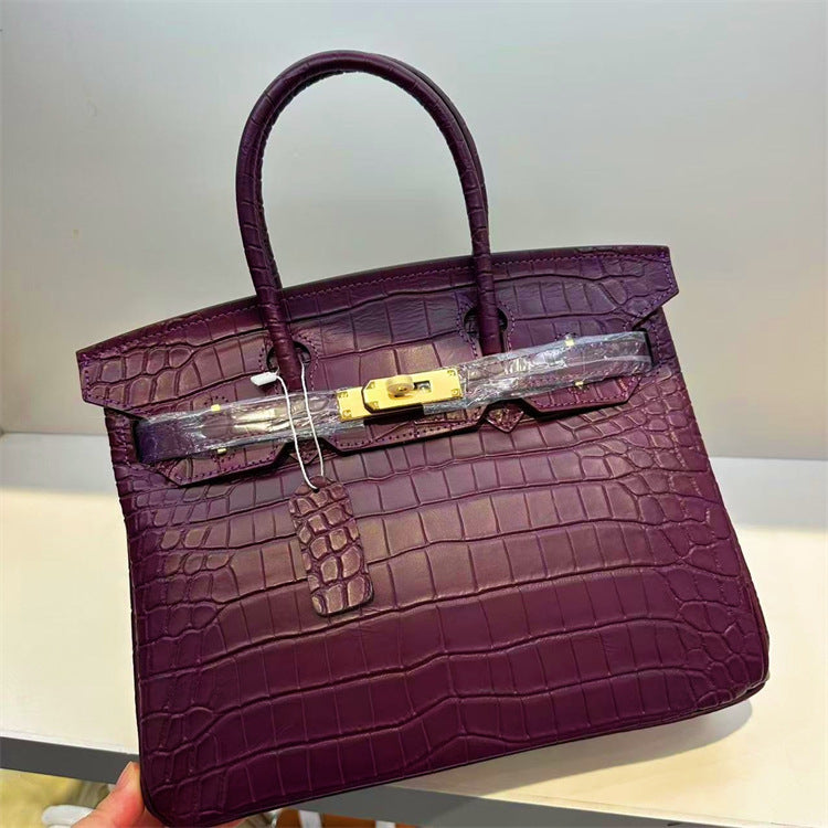 Inspired Berkin Bag Crocodile Pattern Leather Evercolor Handbags for Woman