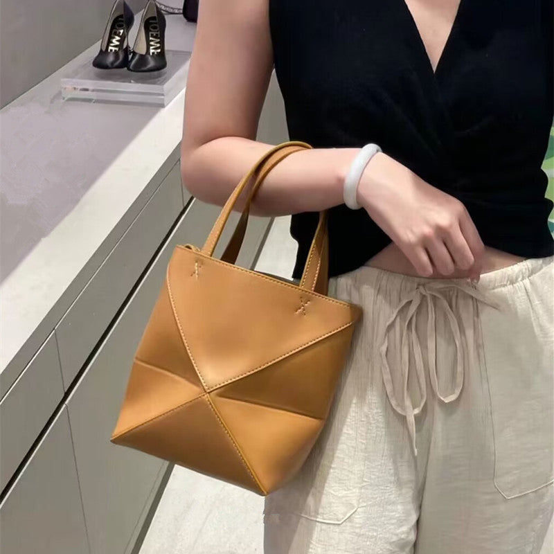 Top Grain Leather Inspired Puzzle Fold Tote Bag