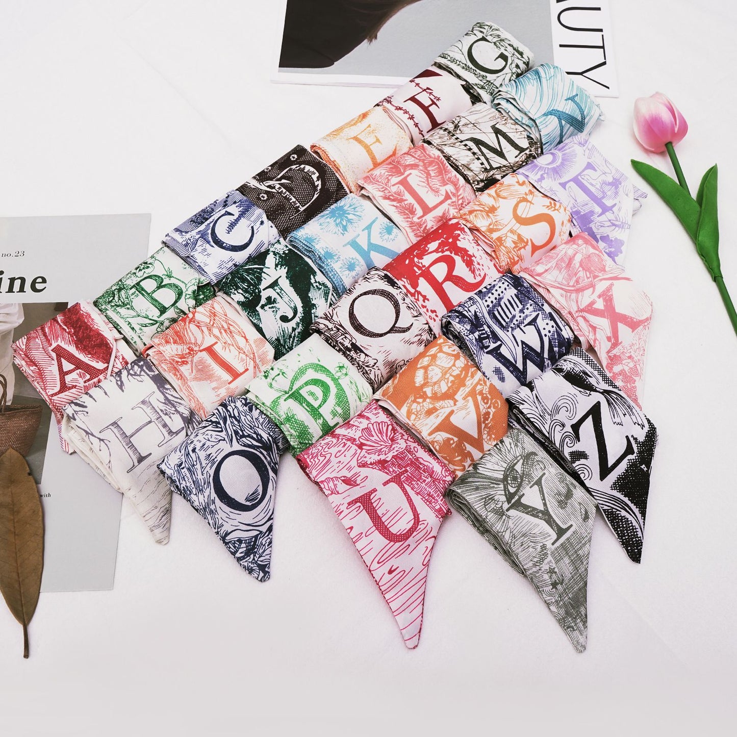 26 Letters Silk Scarf for Berkin Kelli Lindi Bag Charm | Women's Scarves and Silk Accessories - 2 Pcs