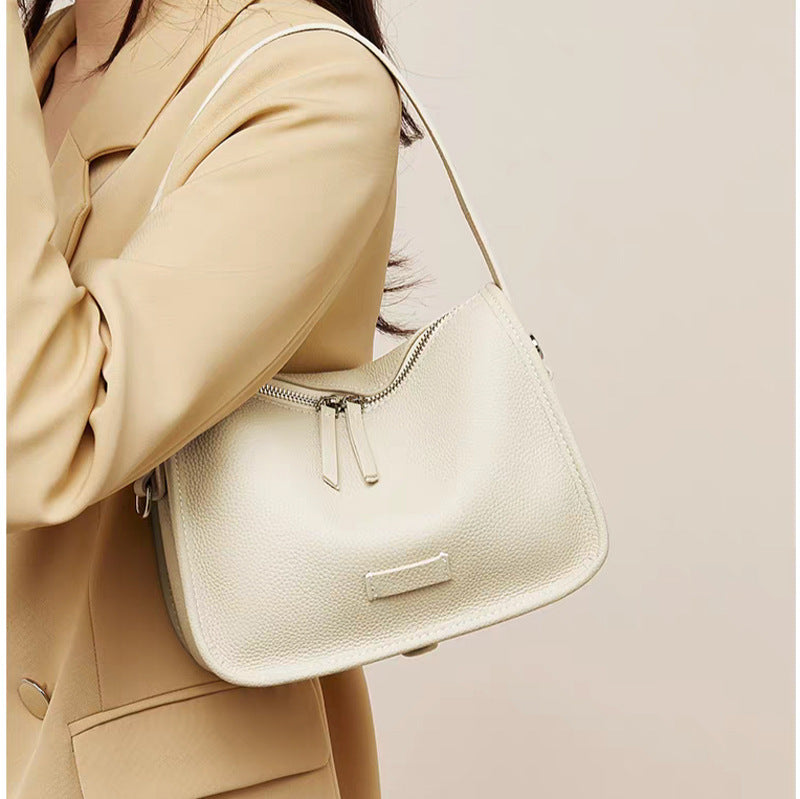 Top Grain Leather Handbag with Detachable and Adjustable Strap